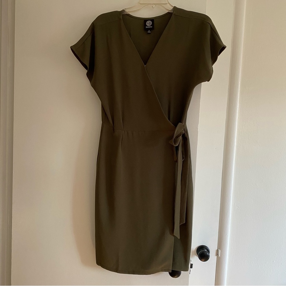 Olive green wrap dress